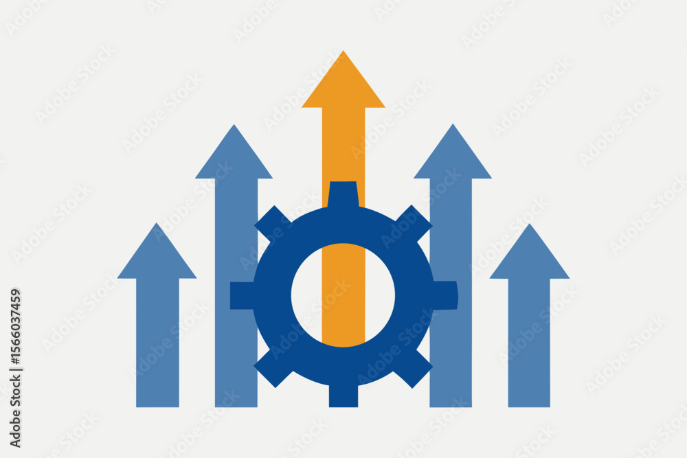 Metal Gear Growth Arrows Business Strategy Icon Metal Gear Growth Arrows Business Strategy Icon