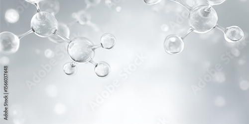 This abstract 3D background showcases a white molecular structure, symbolizing skin care, collagen, and scientific technology. The concept highlights the texture of cell.