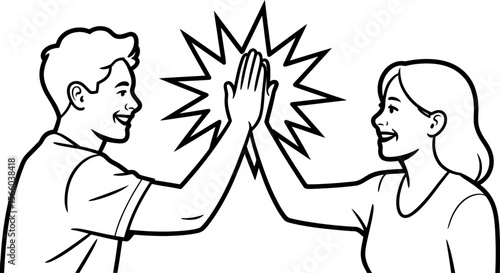 High five illustration teamwork collaboration success achievement vector graphic design concept art editable vector