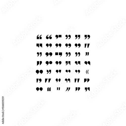 Set of simple quote mark, quotes icon vector sign design 