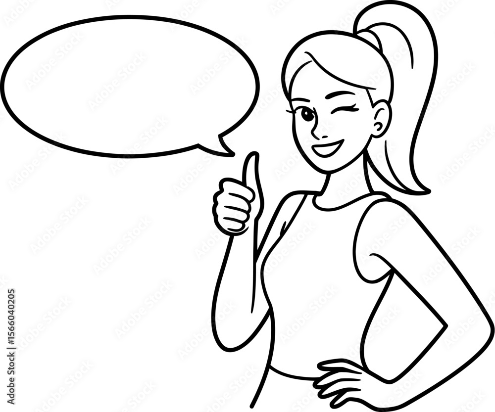Woman with speech bubble giving thumbs up illustration vector design for graphic design projects editable vector Woman with speech bubble giving thumbs up illustration vector design for graphic design projects editable vector