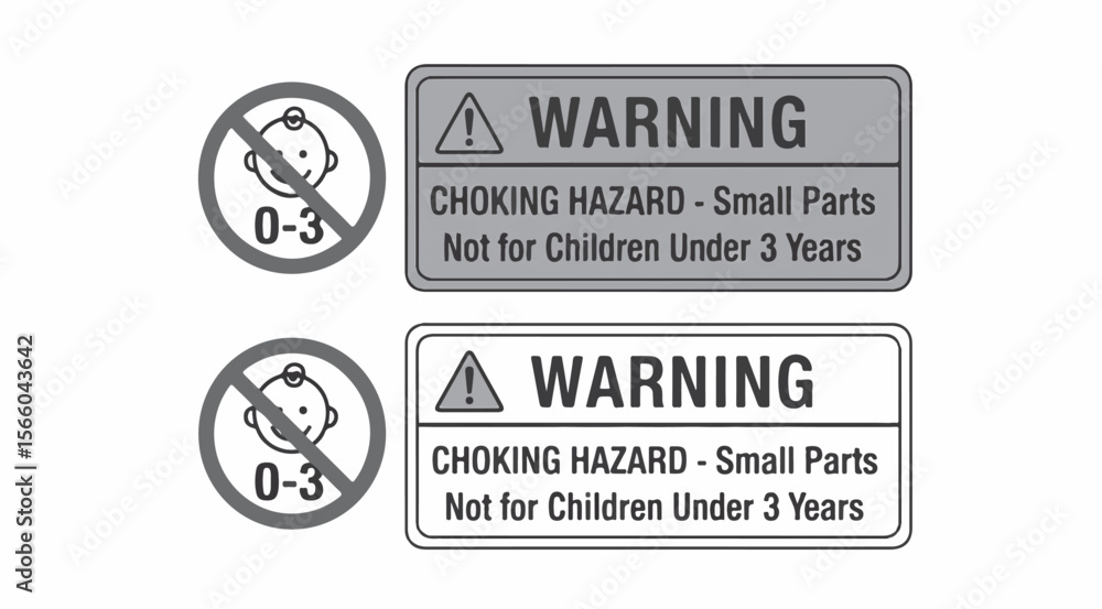 Fototapeta premium Warning choking hazard small parts not for children under 3 years, isolated