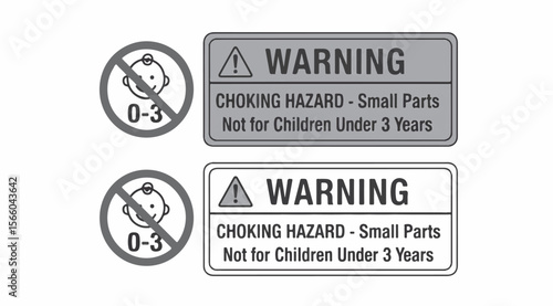 Warning choking hazard small parts not for children under 3 years, isolated