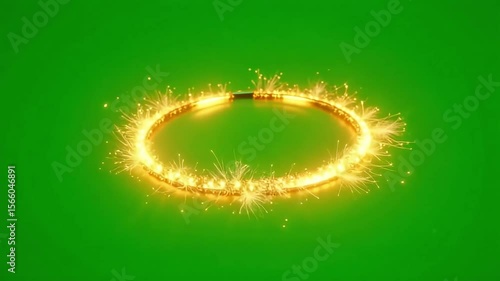 4K Golden Sparkling Ring on Green – Festive & Magical Background