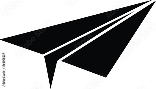 Paper airplane black silhouette vector, Paper air plane silhouette art