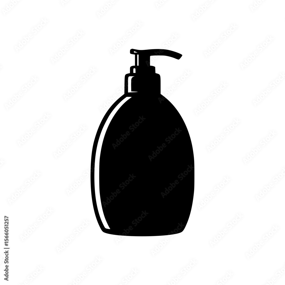 Obraz premium Minimal black silhouette of a soap dispenser bottle