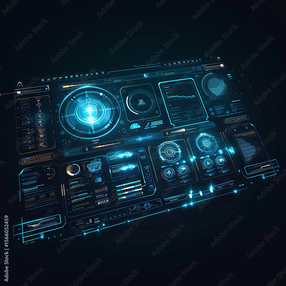 Fototapeta premium Fintech Dashboard: Financial Data and Digital Trading Interface,Neural Network: AI Brain Connectivity and Data Flow,Digital Brain: AI Intelligence and Electric Thought Pulses