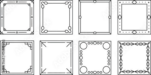 Collection of eight unique square decorative borders and frames