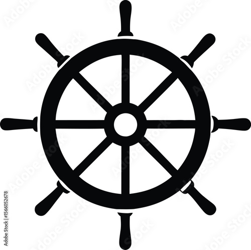 Steering wheel Silhouette, Steering wheel icon. ship steering silhouette vector illustration