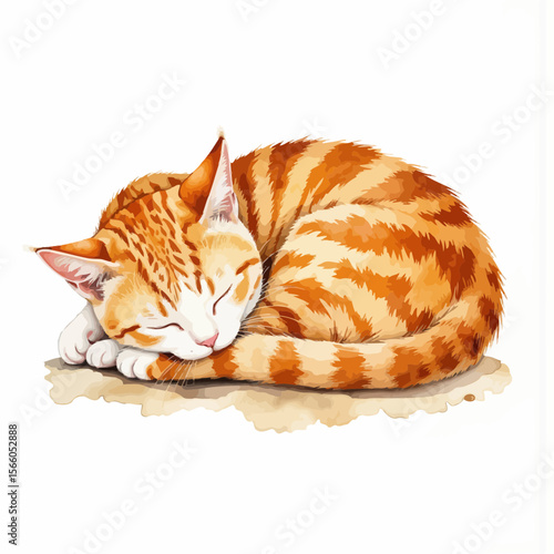 Orange tabby cat sleeping peacefully on a soft surface  