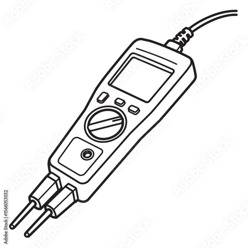 Black and white line art illustration of an electrical multimeter measuring instrument