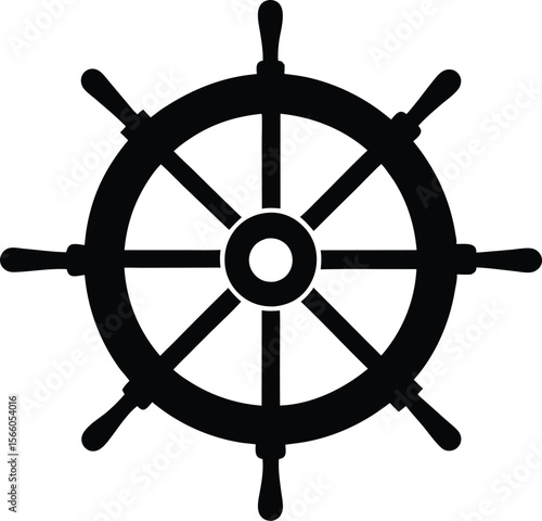 Steering wheel Silhouette, Steering wheel icon. ship steering silhouette vector illustration