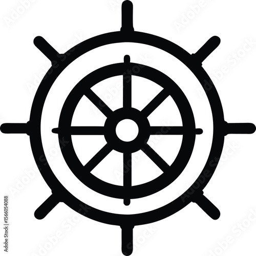 Steering wheel Silhouette, Steering wheel icon. ship steering silhouette vector illustration