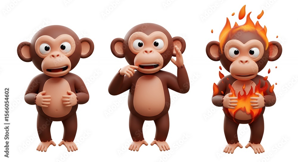 Cartoon monkey poses set Cartoon monkey poses set