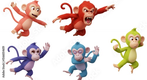 Cartoon monkeys in action