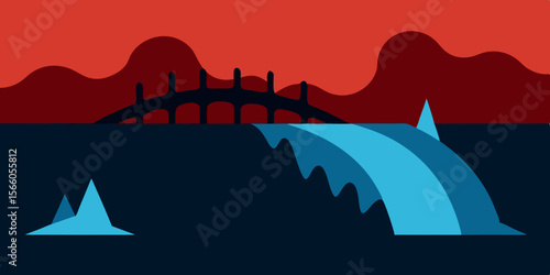 Bridge Collapsed Into Dark Rushing River
