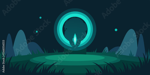 Glowing Portal Ring In Center Of Dark Glade