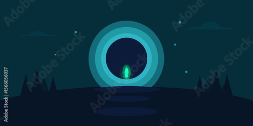 Glowing Portal Ring In Center Of Dark Glade