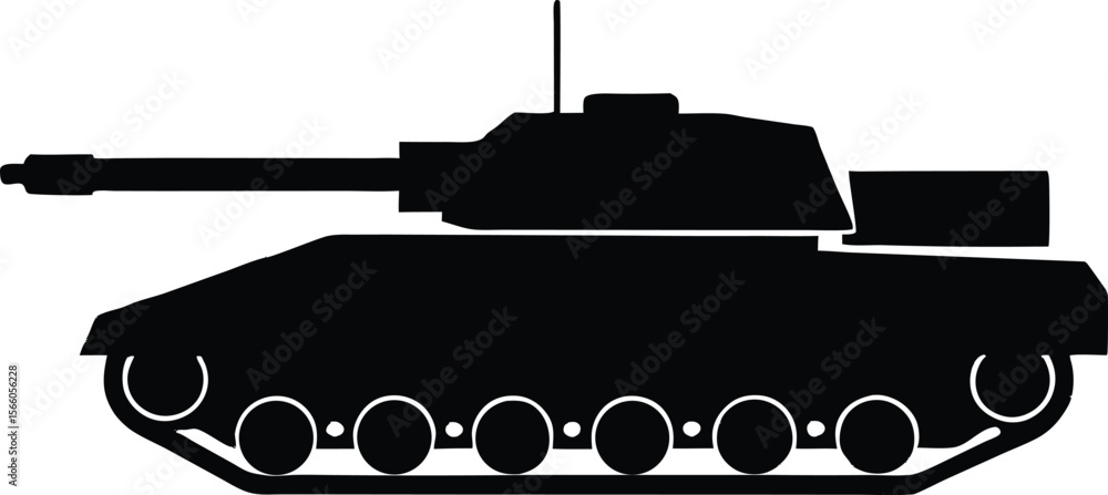 Fototapeta premium Military tank vector, Army war tank silhouette vector illustration