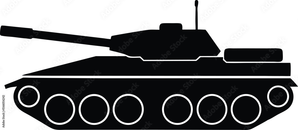 Fototapeta premium Military tank vector, Army war tank silhouette vector illustration
