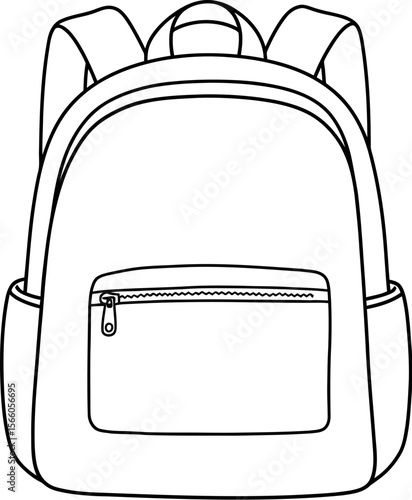 Backpack outline drawing vector illustration for coloring book page school bag design template art line