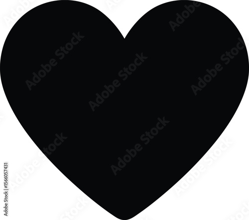 A black heart is isolated on white background