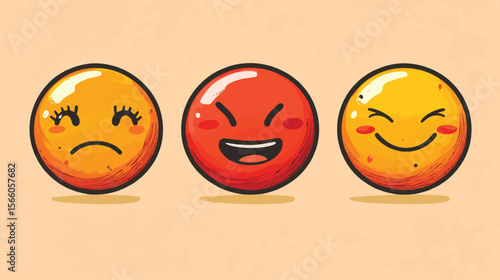 vector illustration user experience feedback concept different mood smiley emoticons emoji icon positive, neutral and negative