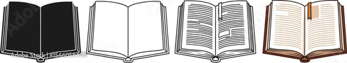 Open book illustration set vector graphic design for education and literature concept art work