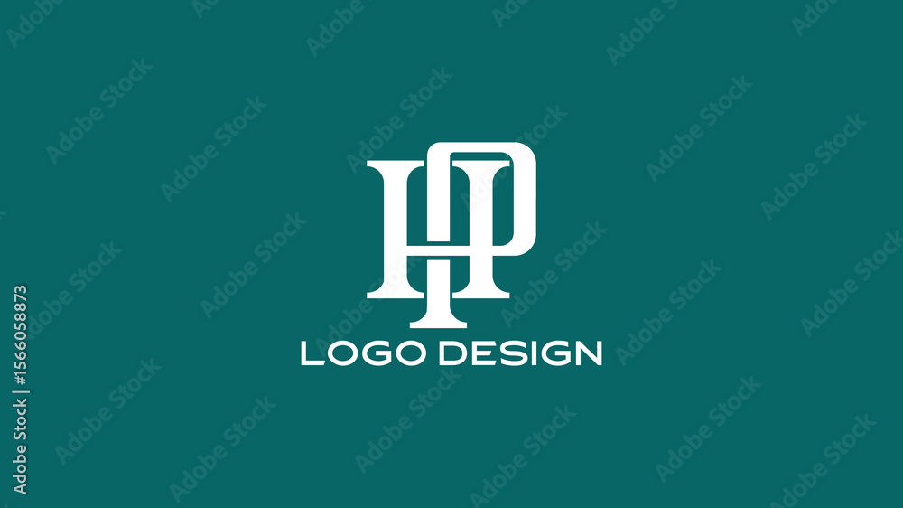 Naklejka premium Stylish HP monogram logo in editorial serif style, ideal for luxury brands, personal branding, or fashion house identity with timeless elegance