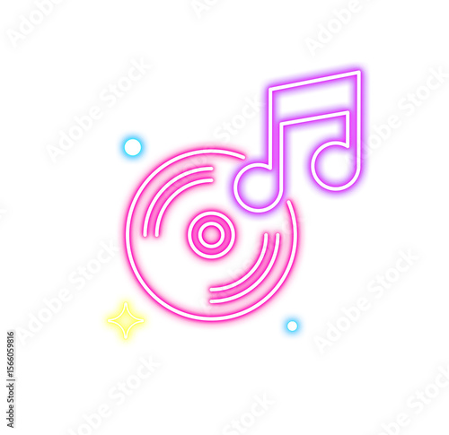 Neon Music Note Icon Illustration