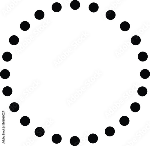 A dotted black circle is isolated on white background
