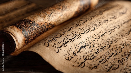 Ancient Arabic Manuscript Scroll: Aged Paper Texture