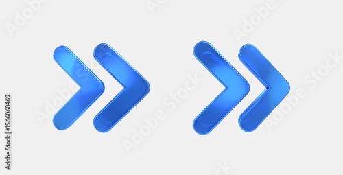 keyboard double arrow right 3D icon on isolate white background