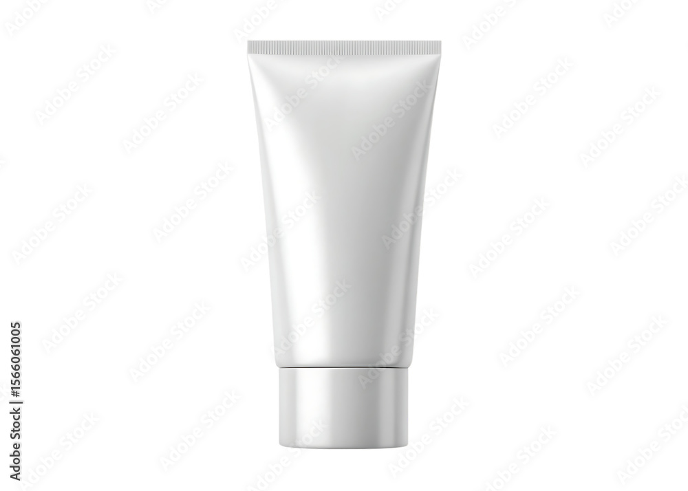 Smooth white cosmetic tube with ribbed cap isolated on a transparent background skincare Smooth white cosmetic tube with ribbed cap isolated on a transparent background skincare