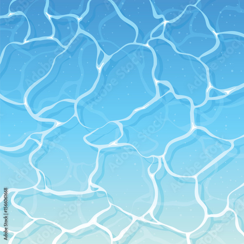 Vector Illustration of Clear Blue Pool Water Surface with Light Reflections, Flat Minimal Style Background for Web and Presentation