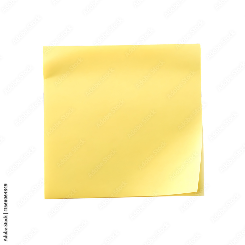 Yellow paper note blank surface isolated on a transparent background sticky note Yellow paper note blank surface isolated on a transparent background sticky note