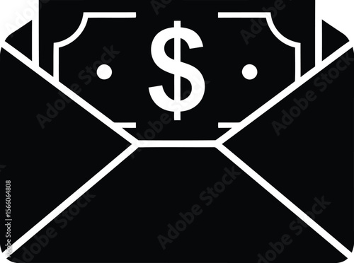 Money is shown inside an envelope, isolated on white background