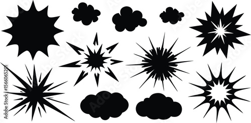 Black inkblots in a seamless floral pattern with colorful autumn elements