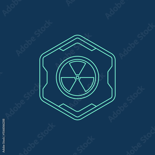 Modern Outline Radiation Symbol in Hexagon Shape Technology Icon