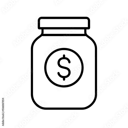 Outline savings jar icon representing saving money and financial security