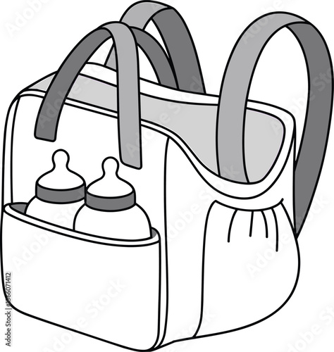 Stylish Baby Diaper Bag with Essential Bottles, Perfect for New Parents and On-the-Go Care
