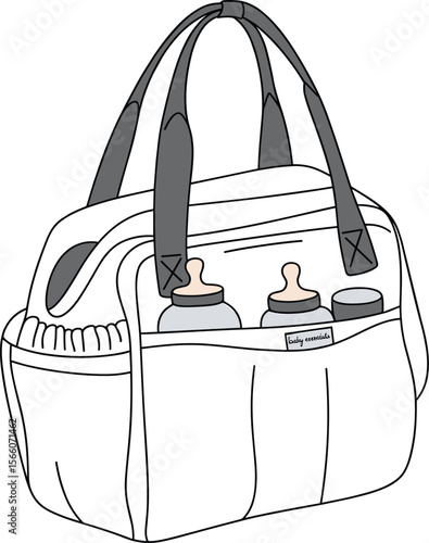 Stylish Baby Diaper Bag with Essential Bottles, Perfect for New Parents and On-the-Go Care