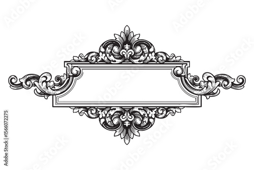 Horizontal Rectangular Frame Vector Engraving Illustration