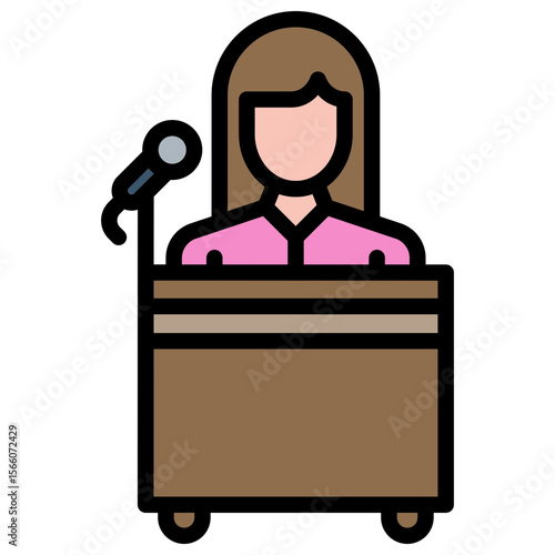 Spokesperson Female icon vector image. Can be used for Public Relations Agency.