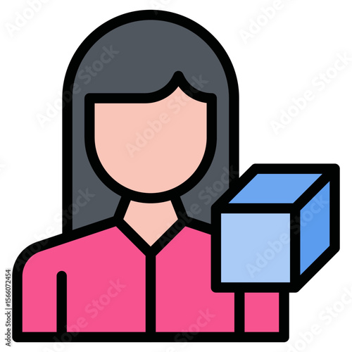 3D Artist Female icon vector image. Can be used for Game Development.