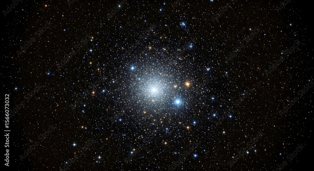 Globular star cluster with bright stars in the night sky Globular star cluster with bright stars in the night sky