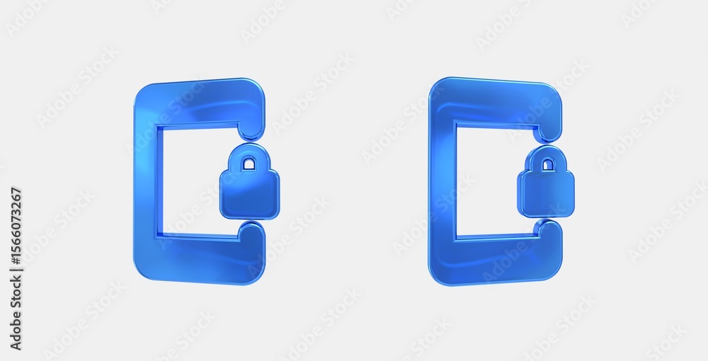 phonelink lock 3D icon on isolate white background phonelink lock 3D icon on isolate white background