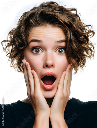 Young woman shocked and excited