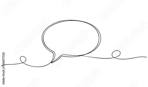 Speech Bubble One Line Continuous Vector Drawing