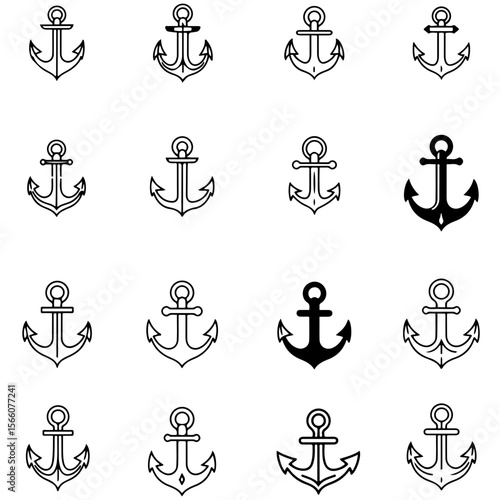 A flexible vector set of anchor symbols, allowing designers to choose the perfect style for their project